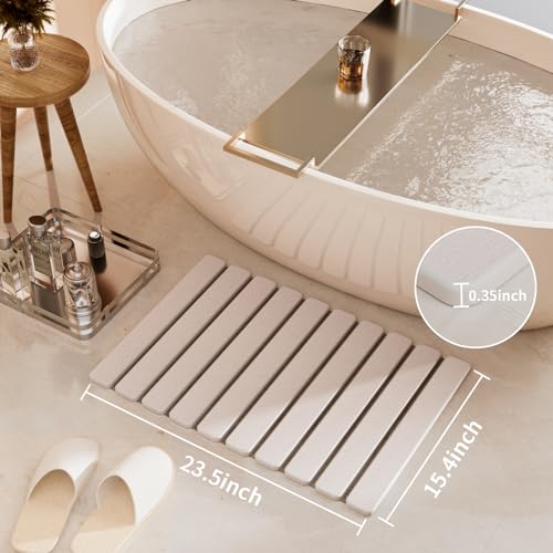 Foldable Diatomaceous Earth Stone Bath Mat Quick Dry Non Slip White 23.5x15.4in