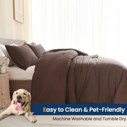 Earthy Brown Queen Comforter Set - 3-Piece Soft All-Season Bedding Set
