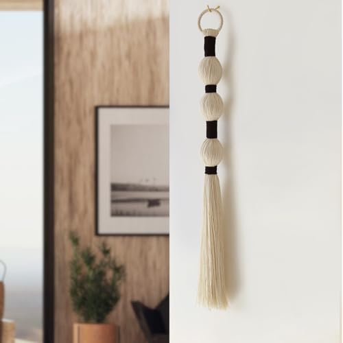 Macrame Wall Hanging, 27-inch Handmade Cotton Tassel Art Decor