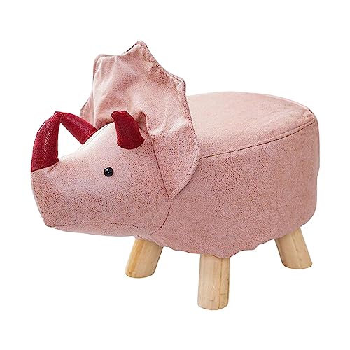 Pink Dragons Wooden Animal Footstool Ottoman for Kids Home Decor