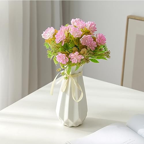 Geometric Origami Ceramic Flower Vase - 7.9 Inch Modern White Home Decor