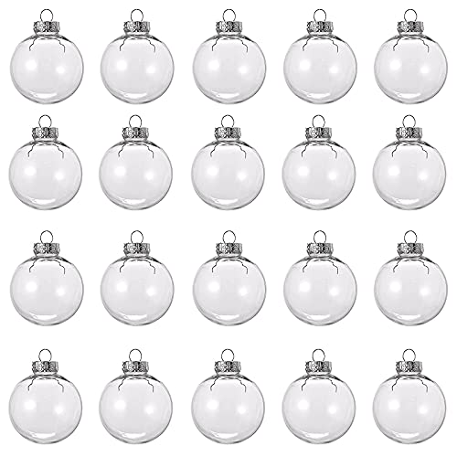 20-Pack Clear Plastic Fillable Ornament Balls (60mm) with Removable Caps