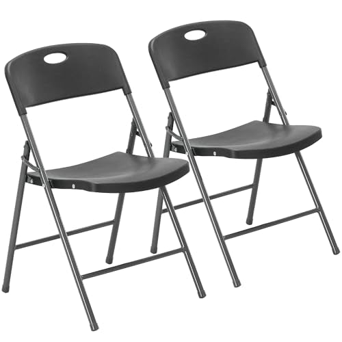 Folding Chairs 2-Pack, Heavy Duty Portable Steel Dining Chairs for Indoor Outdoor