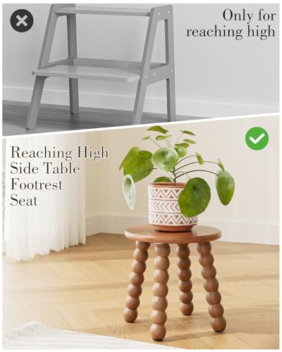 11-Inch Solid Wood Step Stool - Non-Slip Sturdy Foot Stool for Kids & Adults