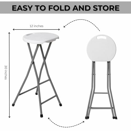 30-Inch Folding Bar Stool, Heavy Duty Portable Plastic Chair with Footrest