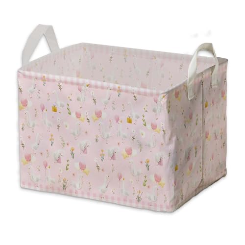 Cute Goose Nursery Storage Basket, Foldable Waterproof Laundry Hamper