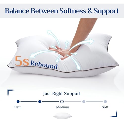 JOLLYVOGUE Standard Bed Pillows Set of 2 - Firm Down Alternative