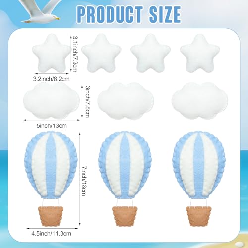 10-Piece Felt Hot Air Balloon Wall Decor Set for Baby Nursery