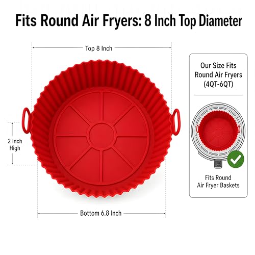 3pcs Reusable Silicone Air Fryer Liners - Heat Resistant Non-Stick Baskets
