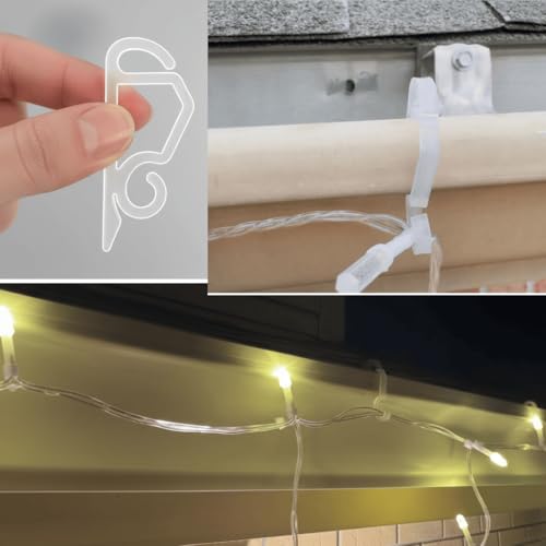120PCS Christmas Light Clips for Gutters and Shingles - Weatherproof Hooks
