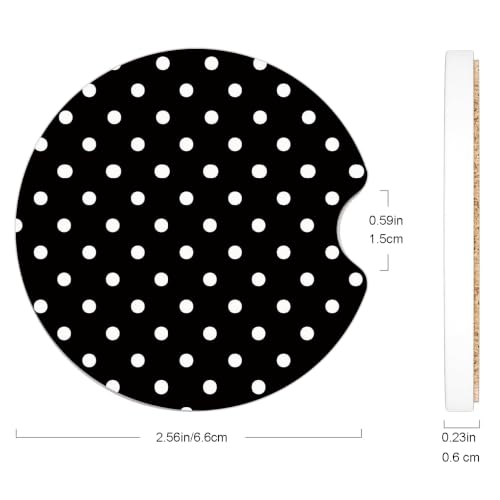 Ugmonk Charcoal Black Ceramic Car Coasters 2 Pack - Absorbent & Stylish Fit for Cup Holders
