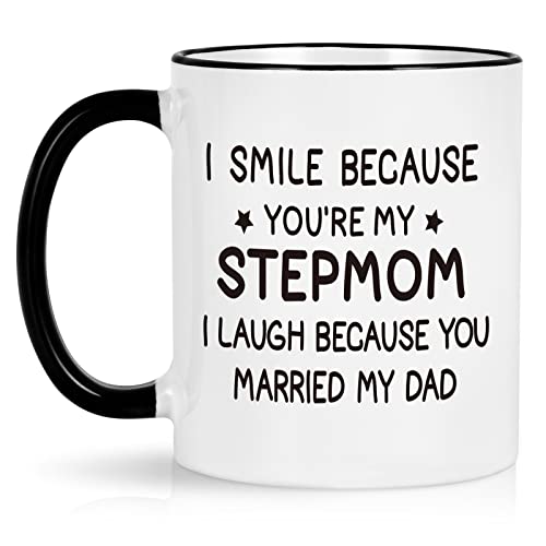 Maustic I Smile Because You Are My Stepmom 11 Oz White Coffee Mug - Gift from Daughter/Son
