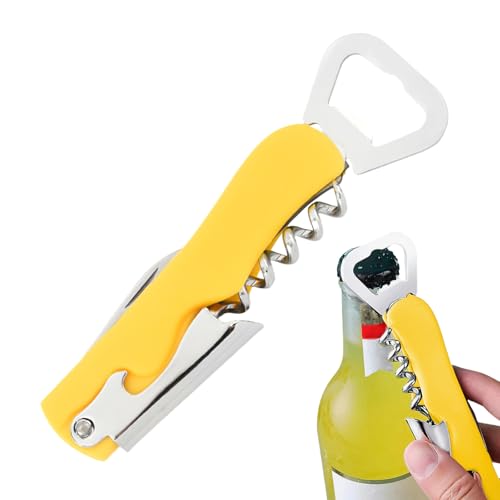 Yellow 2 Pack Stainless Steel 4-in-1 Lever Corkscrew Wine Bottle Opener