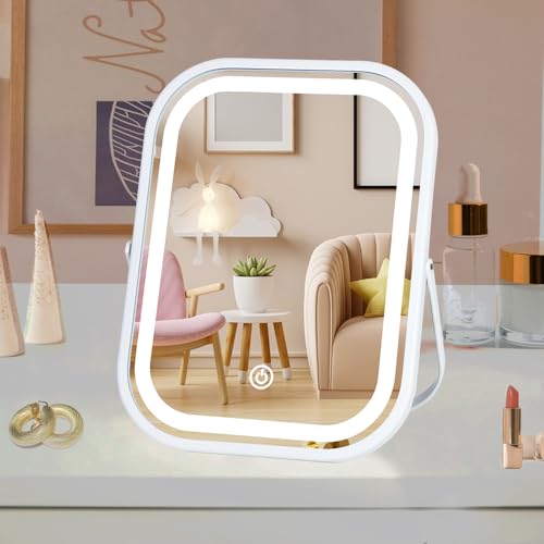 Vanity Mirror with Lights 6x8 Inch, Rechargeable Makeup for Desk,