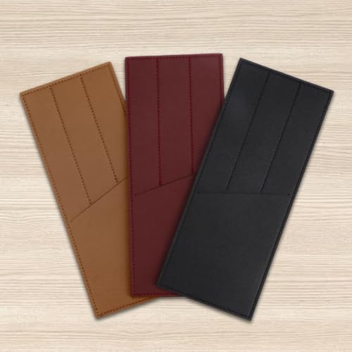 Wine Red Leather Cutlery Sleeve Set - 2 Pcs Utensil Holders for Dining