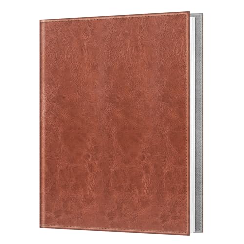 8x10 Photo Album, 52-Pocket Vegan Leather Memory Book, Vintage Brown