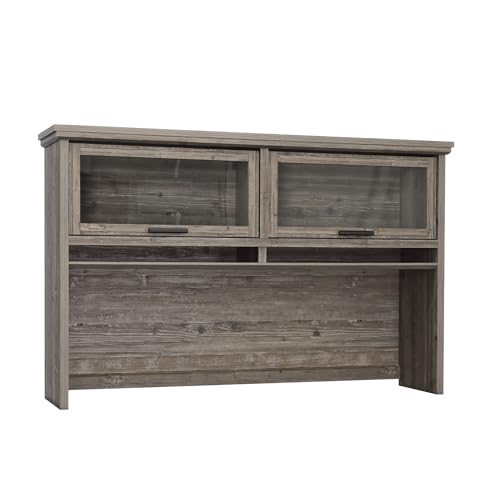 Aspen Post Office Hutch with Glass Doors in Pebble Pine Finish