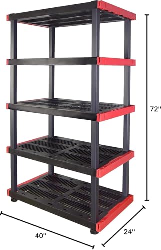 5-Tier Heavy Duty Plastic Storage Shelves Garage Organization Rack