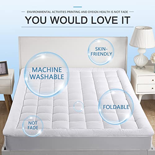 Cooling Mattress Pad Topper - Queen Size, Pillow Top, Deep Pocket