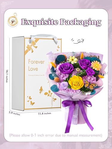 Preserved Real Rose Bouquet in Gift Box - Long-Lasting Floral Arrangement