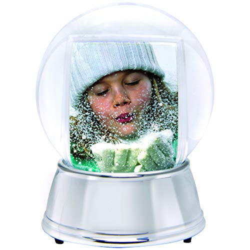 LED Light-Up Photo Snow Globe with Silver Base - 4x4x5.5 Inch