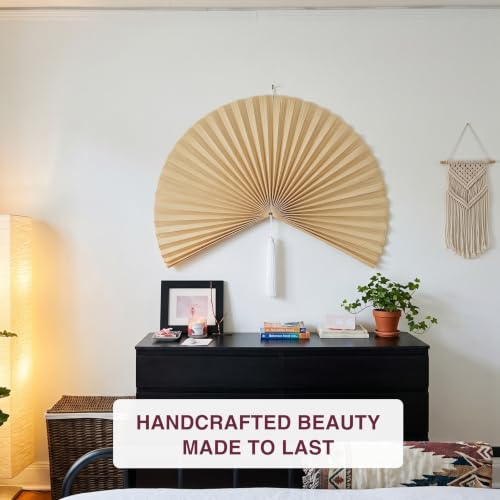 47-Inch Handmade Bamboo Wall Fan Boho Wall Decor