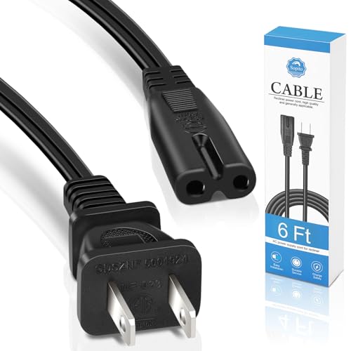 6ft Universal 2-Prong AC Power Cord for Recliners and Lift Chairs
