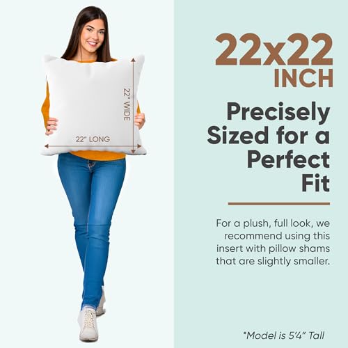 Pillowflex 22x22 Synthetic Down Pillow Insert - Square Throw Pillow Form