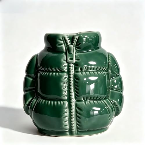Puffer Jacket Shaped Ceramic Mug - Quilted Coat Design Coffee Cup, Novelty Drinkware