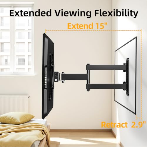 IWORKBOARD 32-43 Inch Full Motion TV Wall Mount for 13-43" TVs & Monitors, 360° Rotating, Tilt & Swivel, VESA 200x200mm, Supports 55 lbs, Easy Install