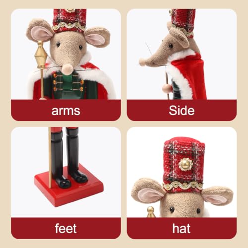 Hanmere Christmas Nutcracker Decor - Mouse Variant, 14.2in Festive Wooden Ornament
