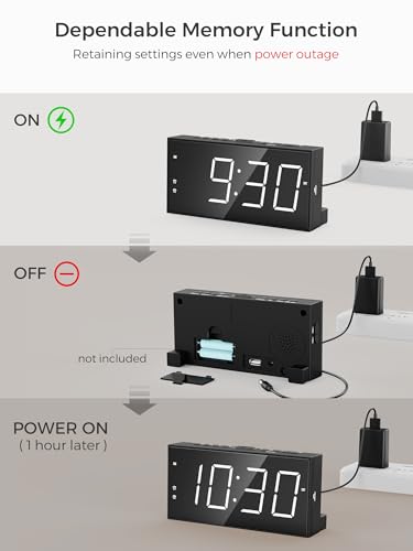 Digital Dual Alarm Clock with 7.5-Inch LED Display for Heavy Sleepers
