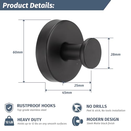 Heavy Duty Suction Cup Hooks for Shower, Waterproof Stainless Steel 4-Pack