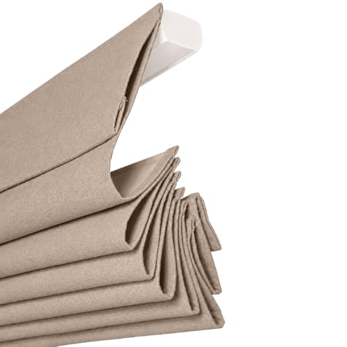 Cordless Fabric Roman Shades 34" W x 60" H - Oatmeal Darkening Blinds