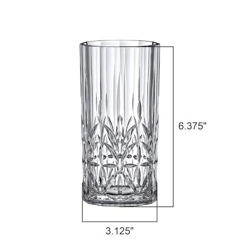 6-Pack Plastic Highball Glasses Set - Reusable, BPA-Free, Shatterproof for Outdoor & Poolside Use