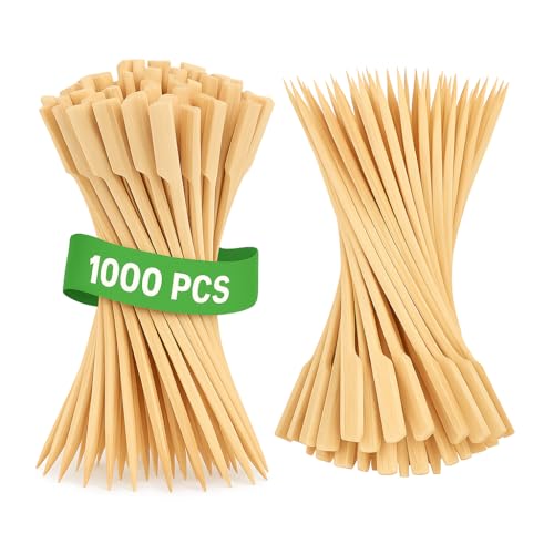 6 Inch Bamboo Cocktail Picks 1000PCS Flat Paddle Food Skewers for Appetizers & Party Use