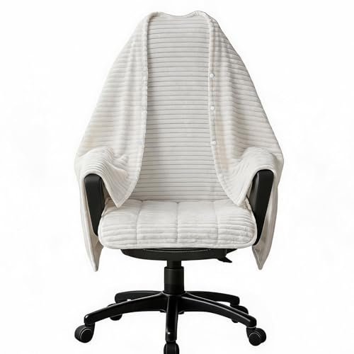 Striped Flannel Office Chair Blanket, Wearable Desk Wrap for Work