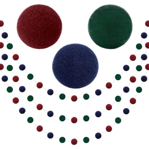 Irenare Christmas Felt Ball Pom Pom Garland 19.7ft Holiday Decor