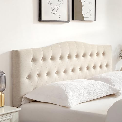 Queen Size Tufted Upholstered Headboard, Adjustable Height Fabric Headboard