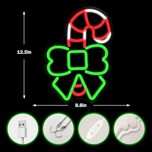 Cheunyar C-Candy Christmas Neon Sign Wall Decor Dimmable LED Light for Bedroom & Party