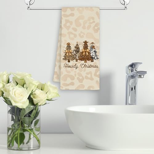 Dimurela Tree Leopard Christmas Kitchen Towels - Cowgirl Cowboy Decor, 16x24in