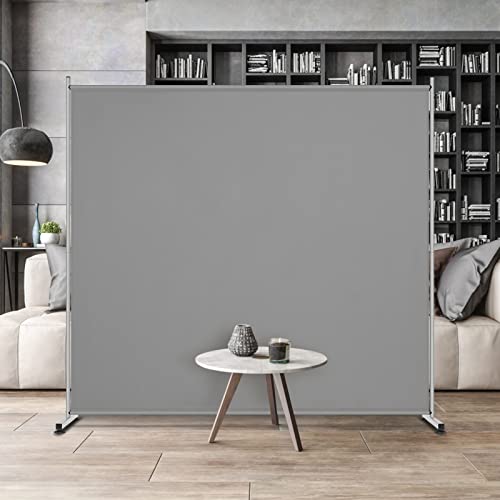 Freestanding Large Room Divider Privacy Screen, 71"W x 69.5"H Grey Partition
