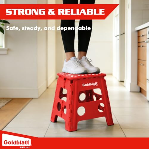 Goldblatt 12.5" Folding Step Stool 2-Pack Red Lightweight Heavy-Duty Plastic