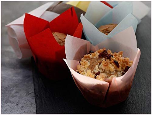 200 PCS Tulip Cupcake Liner Baking Cups Paper Cupcake and Muffin Baking Cups for Baby Showers,Weddings, Birthdays, Colourful and Natural (Ten Color)