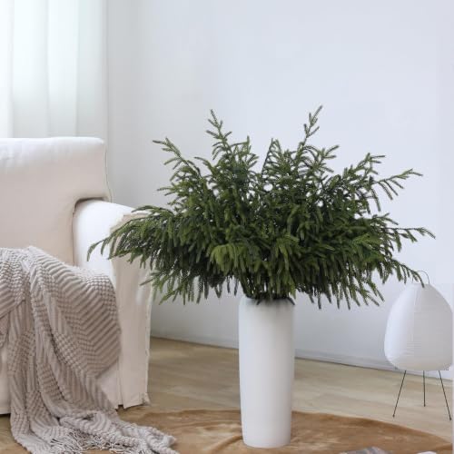 8 Pcs 36-Inch Lifelike Norfolk Pine Branches for Vase - Christmas Decor