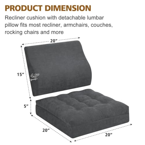 Extra Thick Recliner Seat Cushion with Detachable Lumbar Support Pillow
