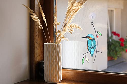 Kingfisher Stained Glass Suncatcher - Bluebird on Branch