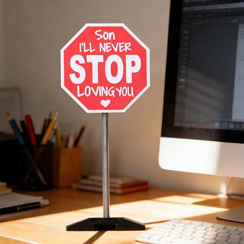 APLUSWER Son I'll Never STOP Loving You Sign - Red Son Desk Plaque Gift from Mom Dad