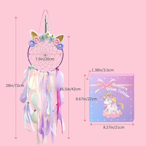 LED Unicorn Dream Catcher Wall Hanging for Kids Bedroom Decor