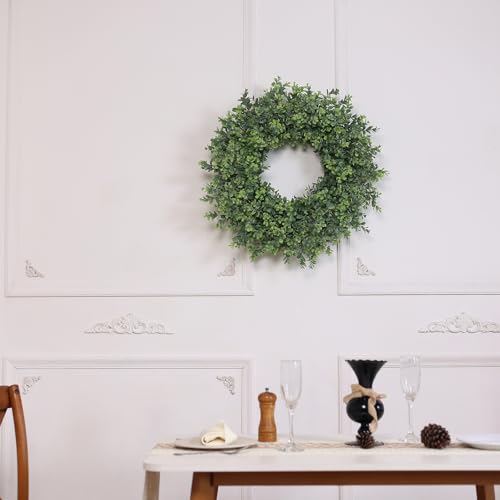26-Inch Artificial Boxwood Wreath for Front Door and Home Decor